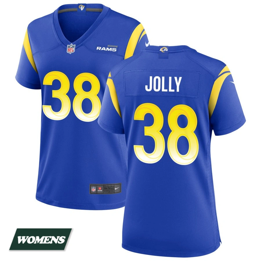 Women's Los Angeles Rams Royal #38 Shaun Jolly Game Jersey Women's Los Angeles Rams Royal #38 Shaun Jolly Game Jersey