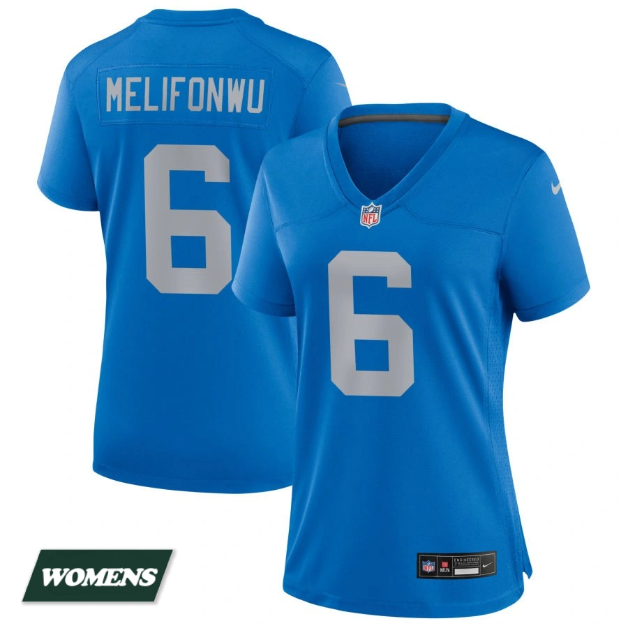 Women's Detroit Lions Blue Alternate #6 Ifeatu Melifonwu Game Jersey