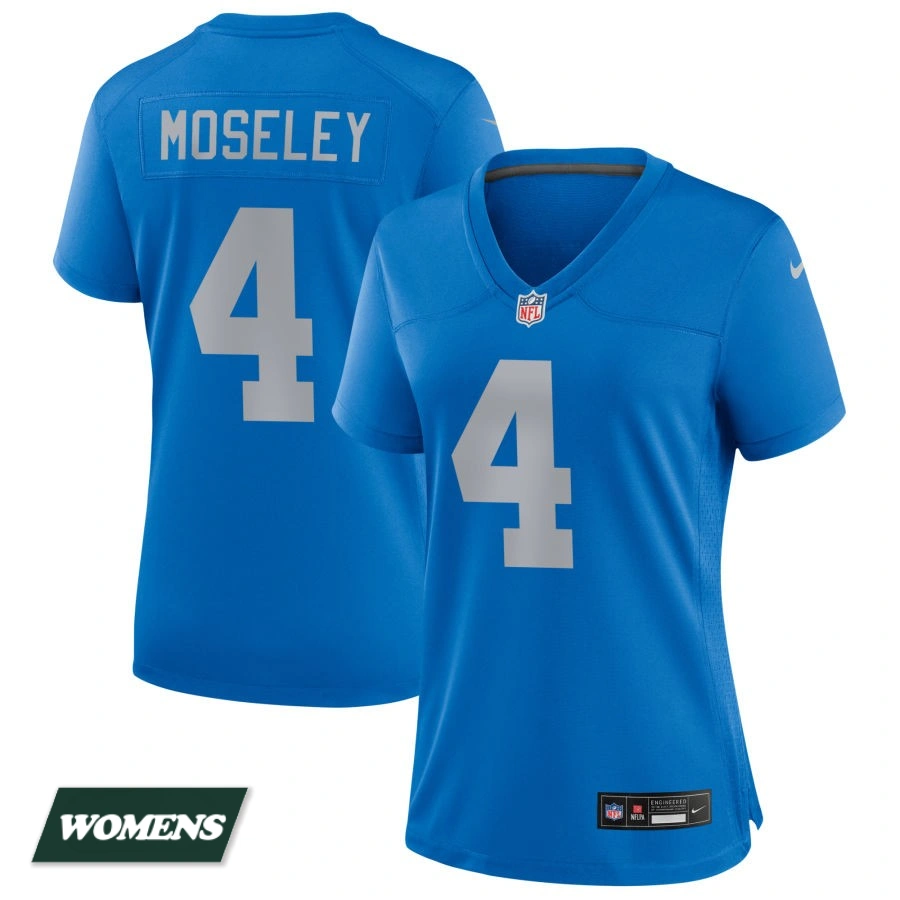 Women's Detroit Lions Blue Alternate #4 Emmanuel Moseley Game Jersey