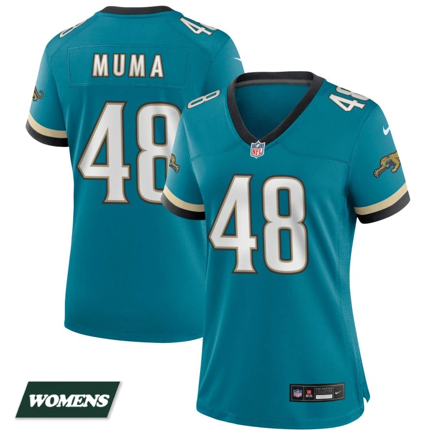 Women's Jacksonville Jaguars Teal Prowler Throwback #48 Chad Muma Game Jersey