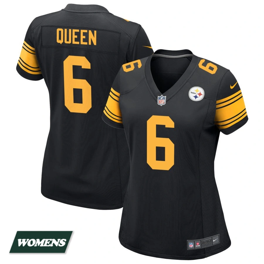 Women's Pittsburgh Steelers Black Alternate #6 Patrick Queen Game Jersey Women's Pittsburgh Steelers Black Alternate #6 Patrick Queen Game Jersey