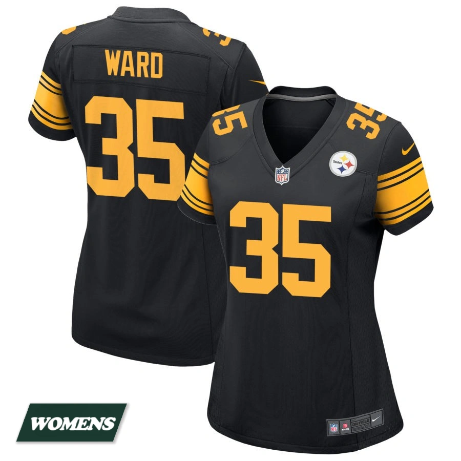 Women's Pittsburgh Steelers Black Alternate #35 Jonathan Ward Game Jersey Women's Pittsburgh Steelers Black Alternate #35 Jonathan Ward Game Jersey