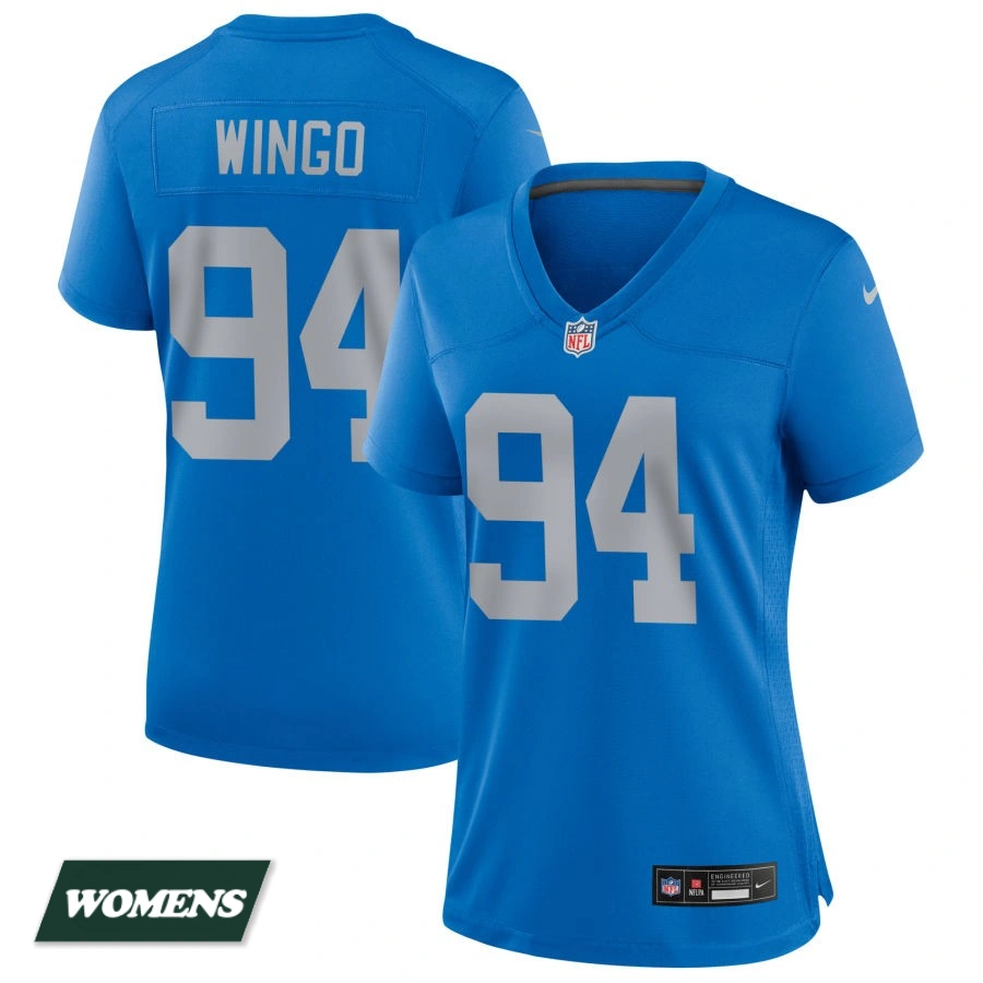 Women's Detroit Lions Blue Alternate #94 Mekhi Wingo Game Jersey