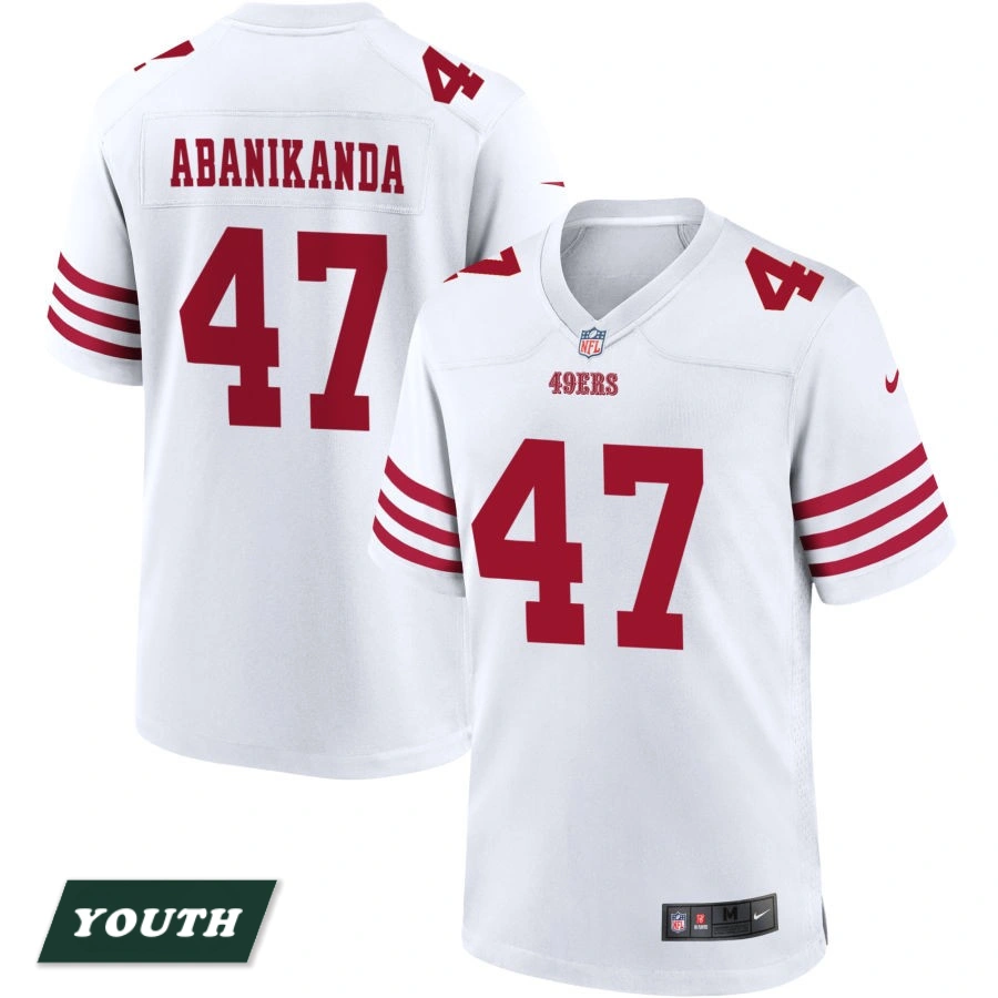 Youth San Francisco 49ers White Game #47 Israel Abanikanda Player Jersey Youth San Francisco 49ers White Game #47 Israel Abanikanda Player Jersey