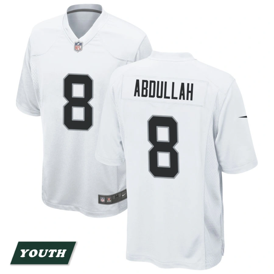 Youth Las Vegas Raiders White #8 Ameer Abdullah Game Jersey