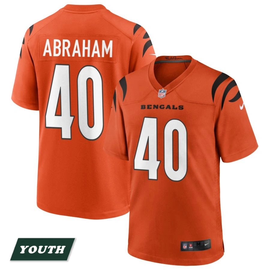 Youth Cincinnati Bengals Orange Alternate Game #40 Micah Abraham Jersey Youth Cincinnati Bengals Orange Alternate Game #40 Micah Abraham Jersey