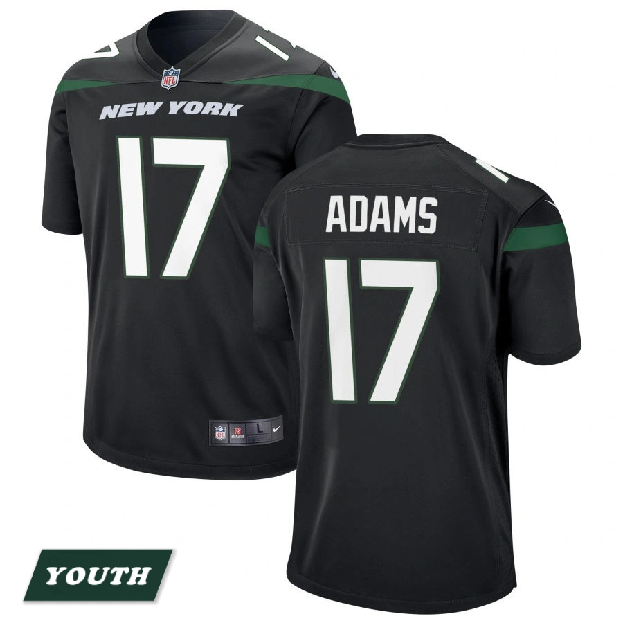Youth New York Jets Stealth Black Alternate #17 Davante Adams Game Jersey Youth New York Jets Stealth Black Alternate #17 Davante Adams Game Jersey