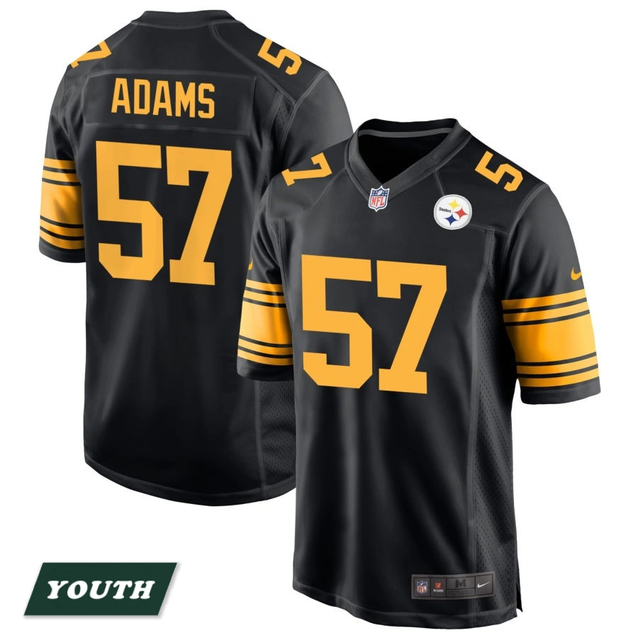 Youth Pittsburgh Steelers Black Alternate #57 Montravius Adams Game Jersey Youth Pittsburgh Steelers Black Alternate #57 Montravius Adams Game Jersey