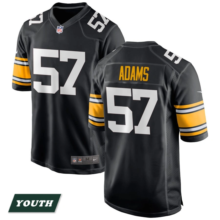 Youth Pittsburgh Steelers Black Alternate #57 Montravius Adams Game Jersey Youth Pittsburgh Steelers Black Alternate #57 Montravius Adams Game Jersey