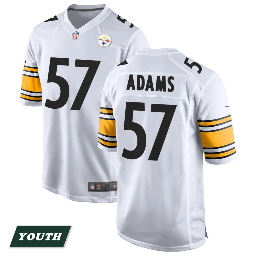 Youth Pittsburgh Steelers White Game #57 Montravius Adams Jersey
