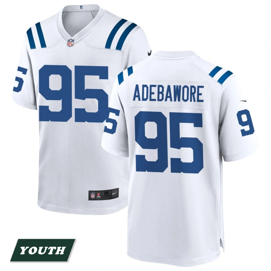 Youth Indianapolis Colts White #95 Adetomiwa Adebawore Game Jersey Youth Indianapolis Colts White #95 Adetomiwa Adebawore Game Jersey