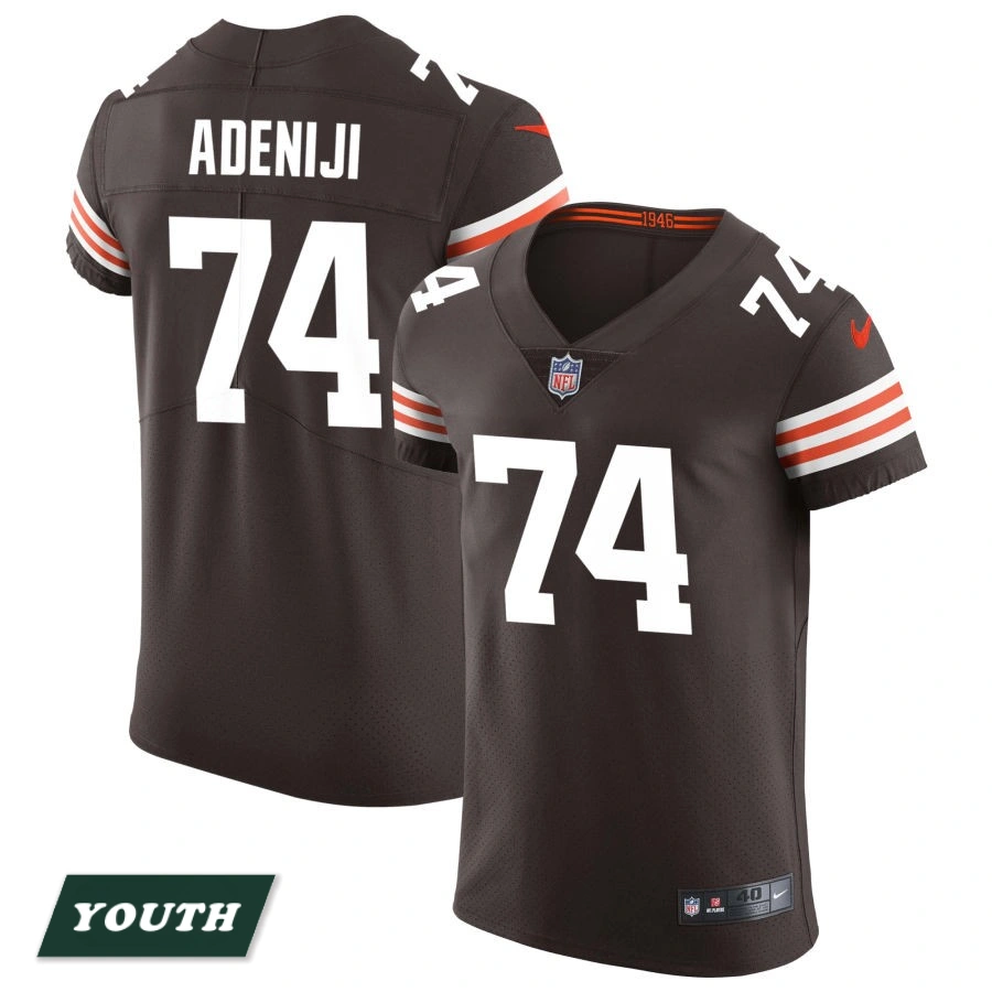 Youth Cleveland Browns Brown Vapor Elite #74 Hakeem Adeniji Jersey Youth Cleveland Browns Brown Vapor Elite #74 Hakeem Adeniji Jersey