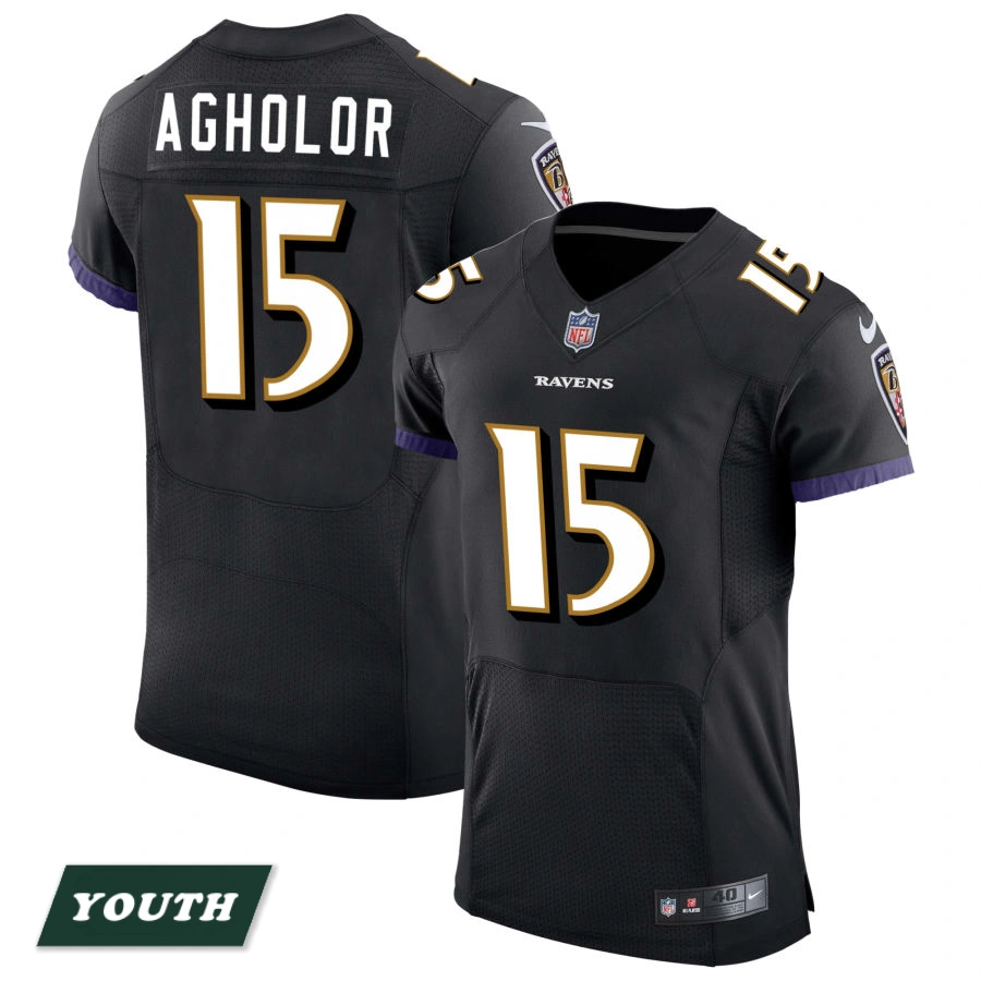 Youth Baltimore Ravens Black Speed Machine Elite #15 Nelson Agholor Jersey