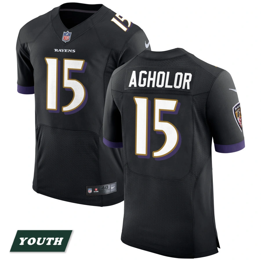 Youth Baltimore Ravens Black Speed Machine Elite #15 Nelson Agholor Jersey
