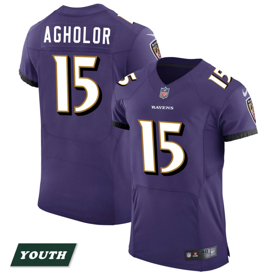 Youth Baltimore Ravens Purple Speed Machine #15 Nelson Agholor Elite Jersey