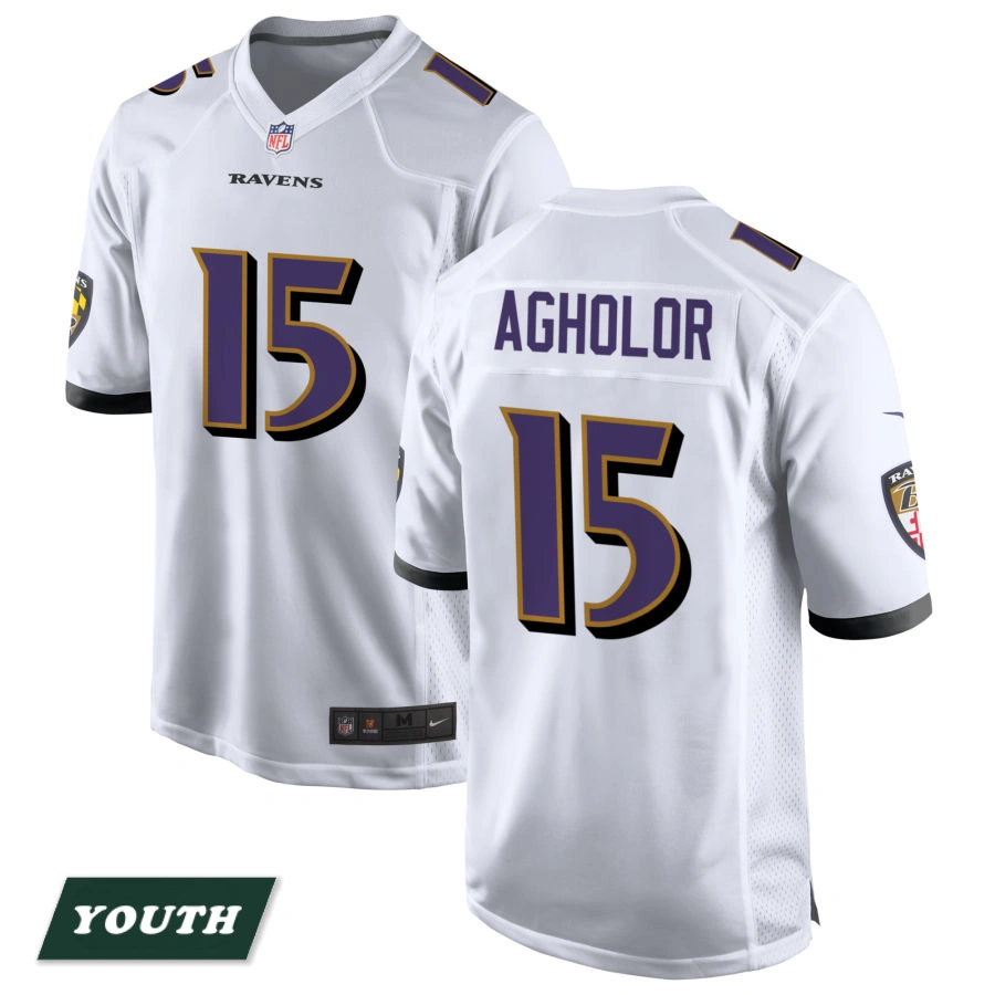 Youth Baltimore Ravens White #15 Nelson Agholor Game Jersey Youth Baltimore Ravens White #15 Nelson Agholor Game Jersey