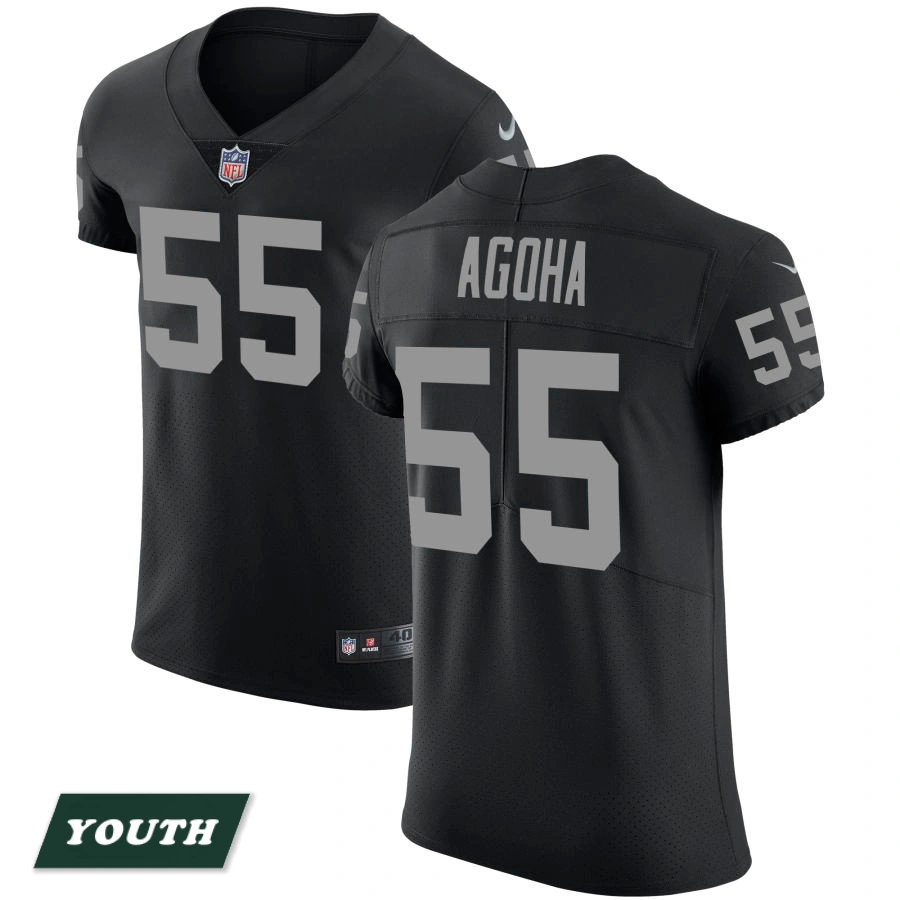 Youth Las Vegas Raiders Black Vapor Untouchable #55 David Agoha Elite Jersey