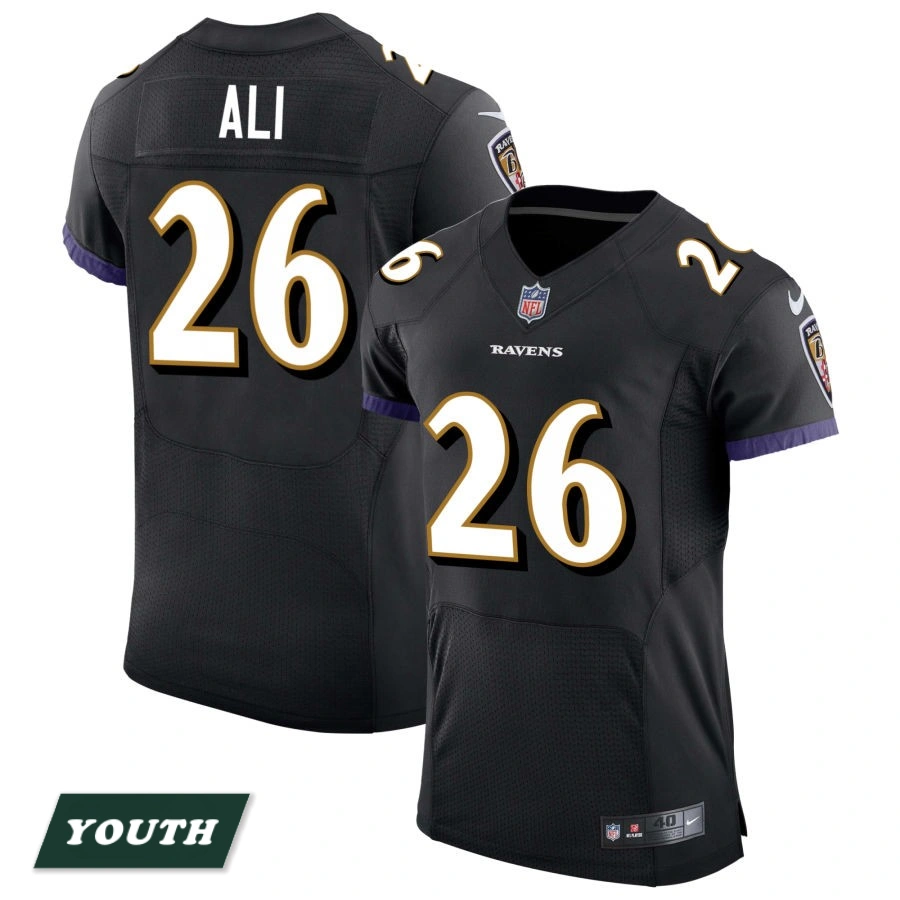 Youth Baltimore Ravens Black Speed Machine Elite #26 Rasheen Ali Jersey Youth Baltimore Ravens Black Speed Machine Elite #26 Rasheen Ali Jersey