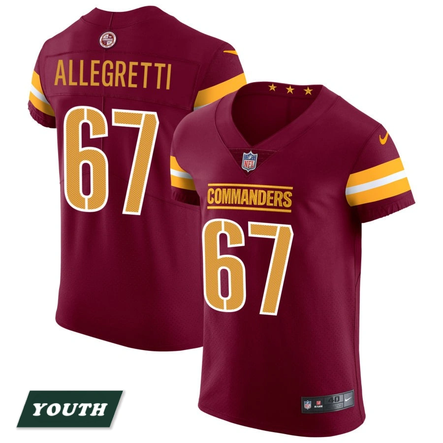 Youth Washington Commanders Burgundy Vapor Untouchable Elite #67 Nick Allegretti Jersey Youth Washington Commanders Burgundy Vapor Untouchable Elite #67 Nick Allegretti Jersey