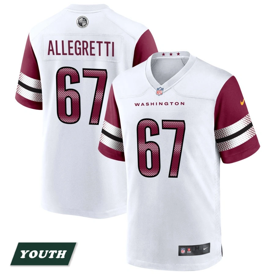 Youth Washington Commanders White Game #67 Nick Allegretti Player Jersey Youth Washington Commanders White Game #67 Nick Allegretti Player Jersey