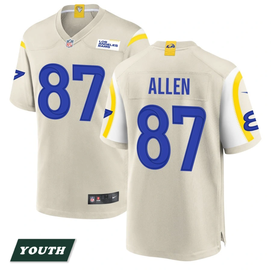 Youth Los Angeles Rams Bone #87 Davis Allen Game Jersey Youth Los Angeles Rams Bone #87 Davis Allen Game Jersey
