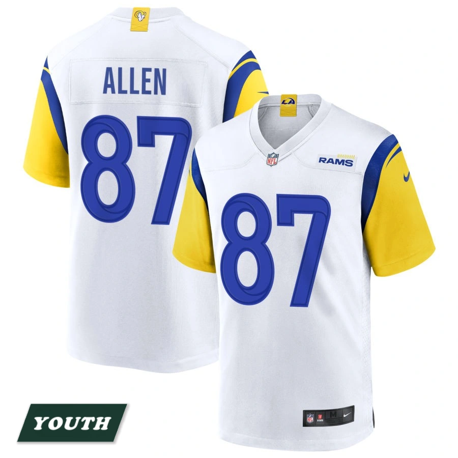 Youth Los Angeles Rams White Alternate #87 Davis Allen Jersey Youth Los Angeles Rams White Alternate #87 Davis Allen Jersey