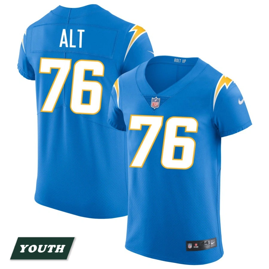 Youth Los Angeles Chargers Powder Blue Vapor Elite #76 Joe Alt Jersey Youth Los Angeles Chargers Powder Blue Vapor Elite #76 Joe Alt Jersey