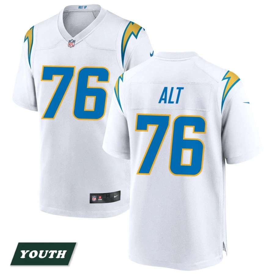 Youth Los Angeles Chargers White #76 Joe Alt Game Jersey Youth Los Angeles Chargers White #76 Joe Alt Game Jersey