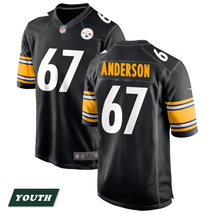 Youth Pittsburgh Steelers Black #67 Calvin Anderson Game Jersey Youth Pittsburgh Steelers Black #67 Calvin Anderson Game Jersey