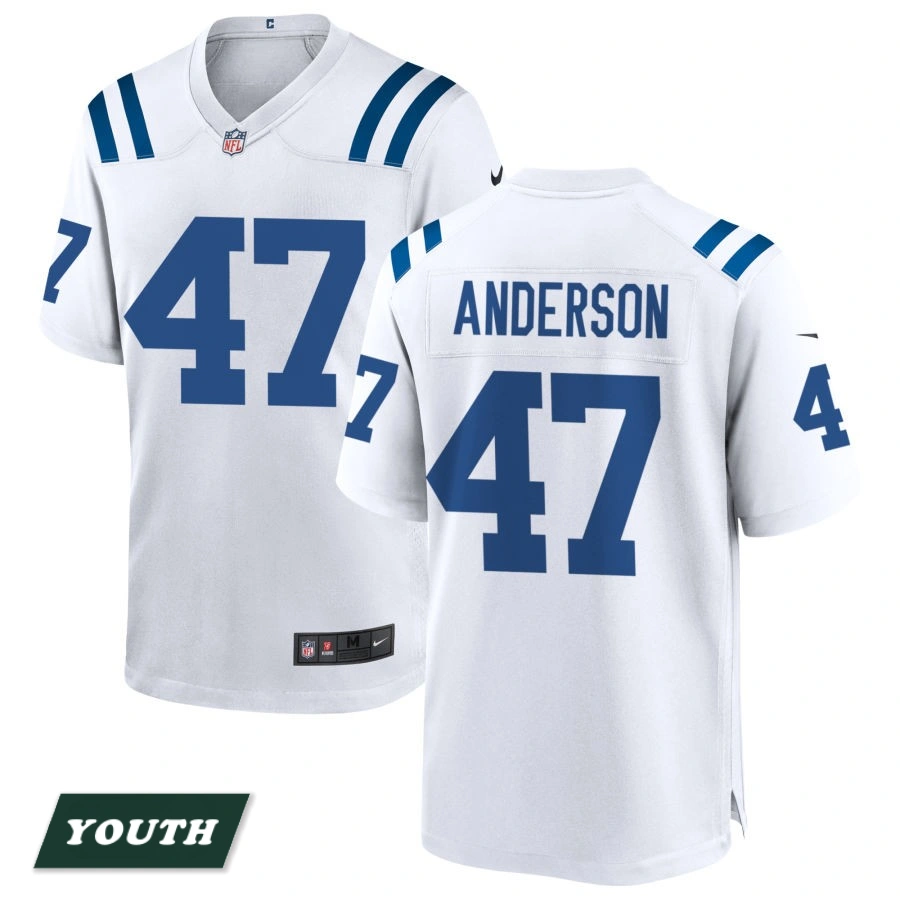 Youth Indianapolis Colts White #47 Liam Anderson Game Jersey