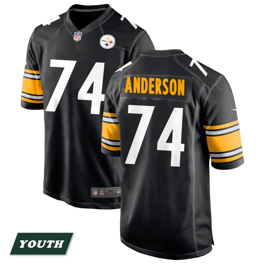 Youth Pittsburgh Steelers Black #74 Spencer Anderson Game Jersey Youth Pittsburgh Steelers Black #74 Spencer Anderson Game Jersey