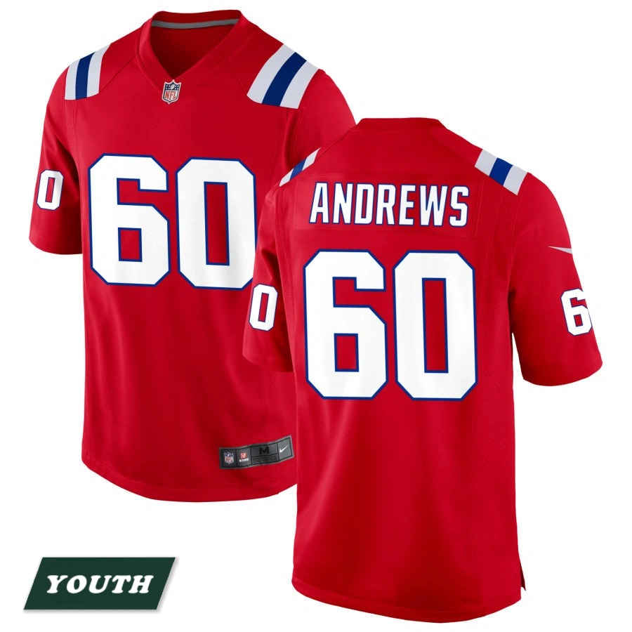 Youth New England Patriots Red Alternate #60 David Andrews Jersey Youth New England Patriots Red Alternate #60 David Andrews Jersey