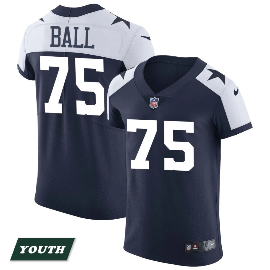 Youth Dallas Cowboys Navy Alternate Vapor Elite #75 Josh Ball Jersey