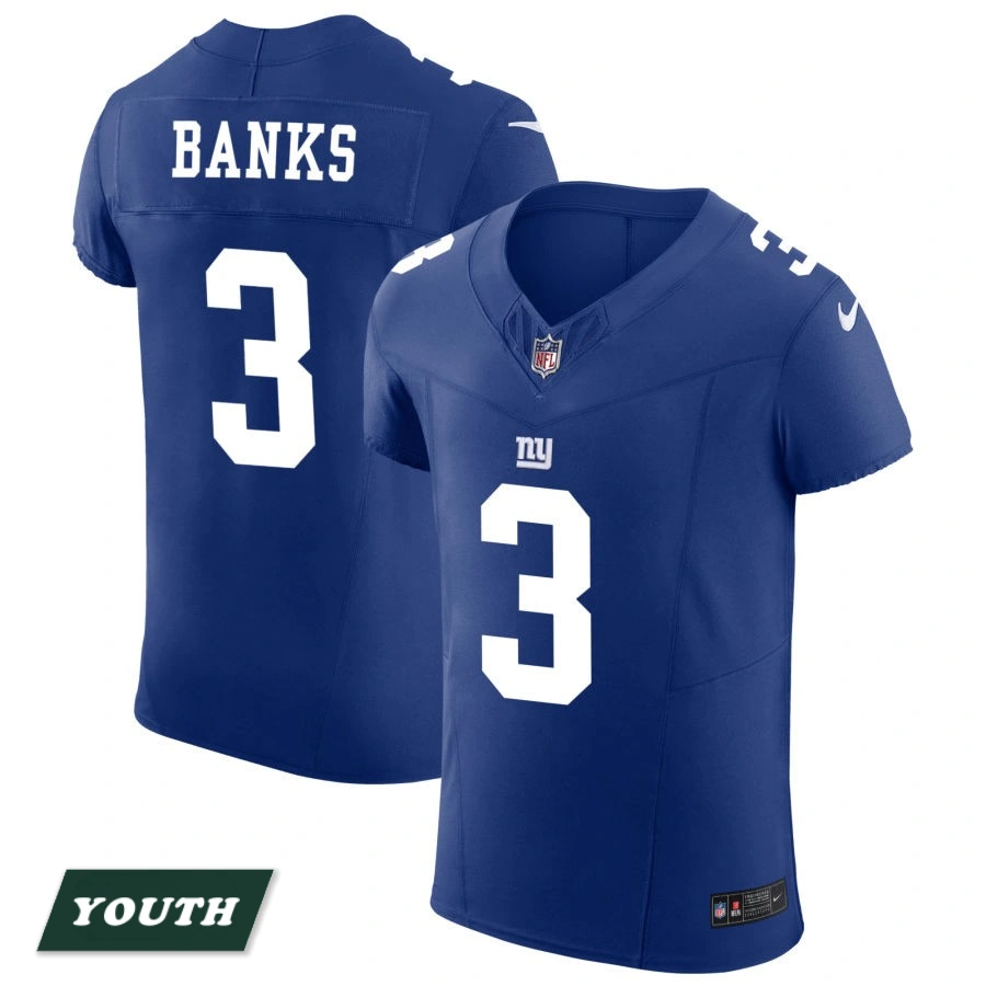 Youth New York Giants Royal Vapor F.U.S.E. Elite #3 Deonte Banks Jersey Youth New York Giants Royal Vapor F.U.S.E. Elite #3 Deonte Banks Jersey
