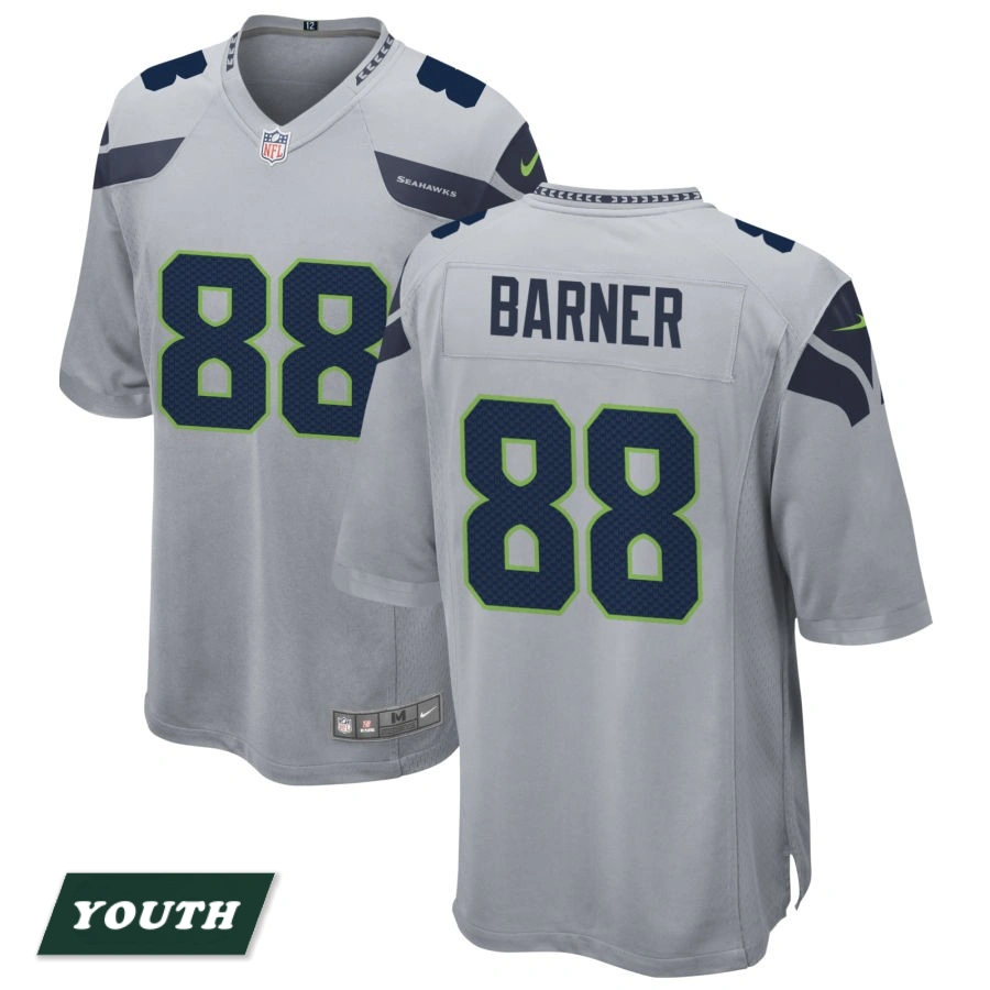 Youth Seattle Seahawks Gray Alternate #88 AJ Barner Game Jersey Youth Seattle Seahawks Gray Alternate #88 AJ Barner Game Jersey