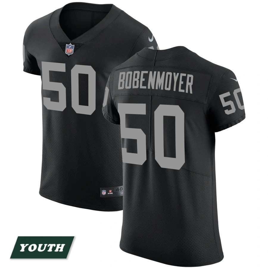 Youth Las Vegas Raiders Black Vapor Untouchable #50 Jacob Bobenmoyer Elite Jersey