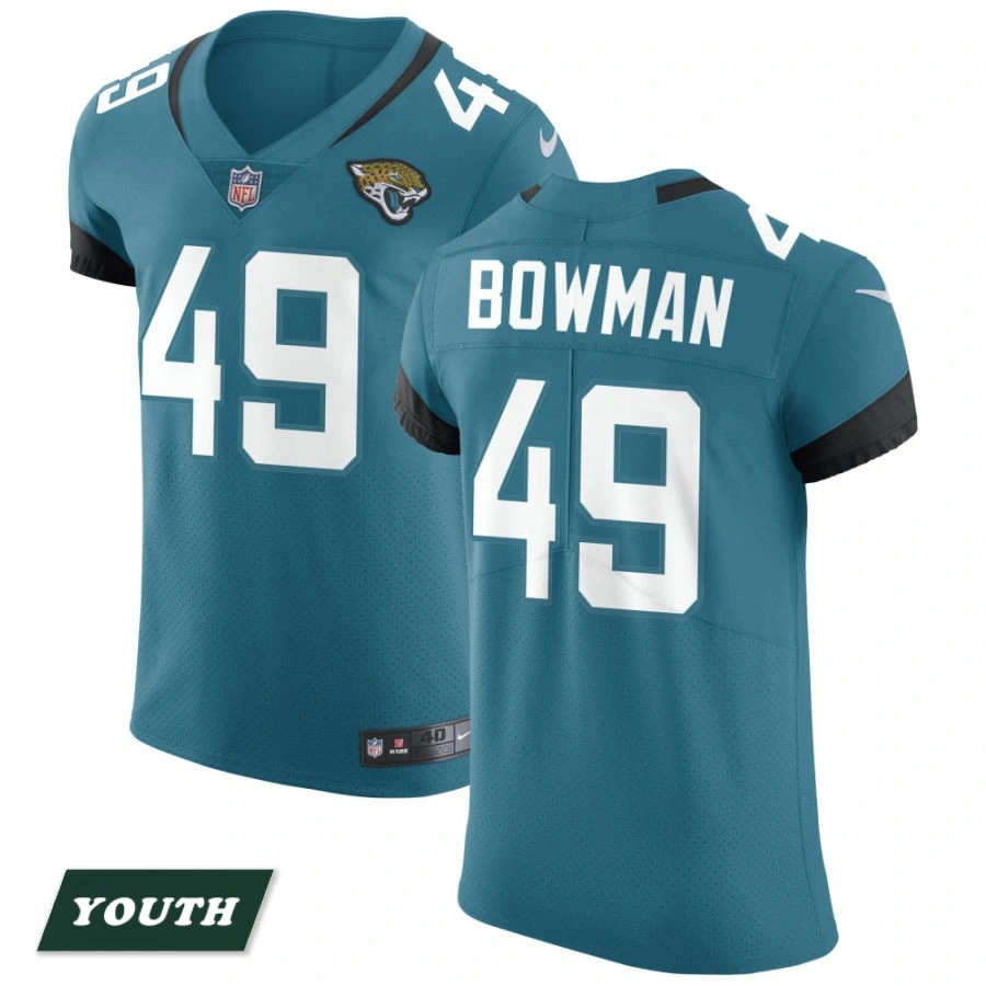 Youth Jacksonville Jaguars Teal Vapor Untouchable Elite #49 Shawn Bowman Jersey