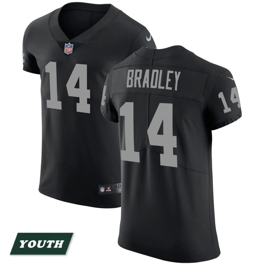 Youth Las Vegas Raiders Black Vapor Untouchable #14 Carter Bradley Elite Jersey