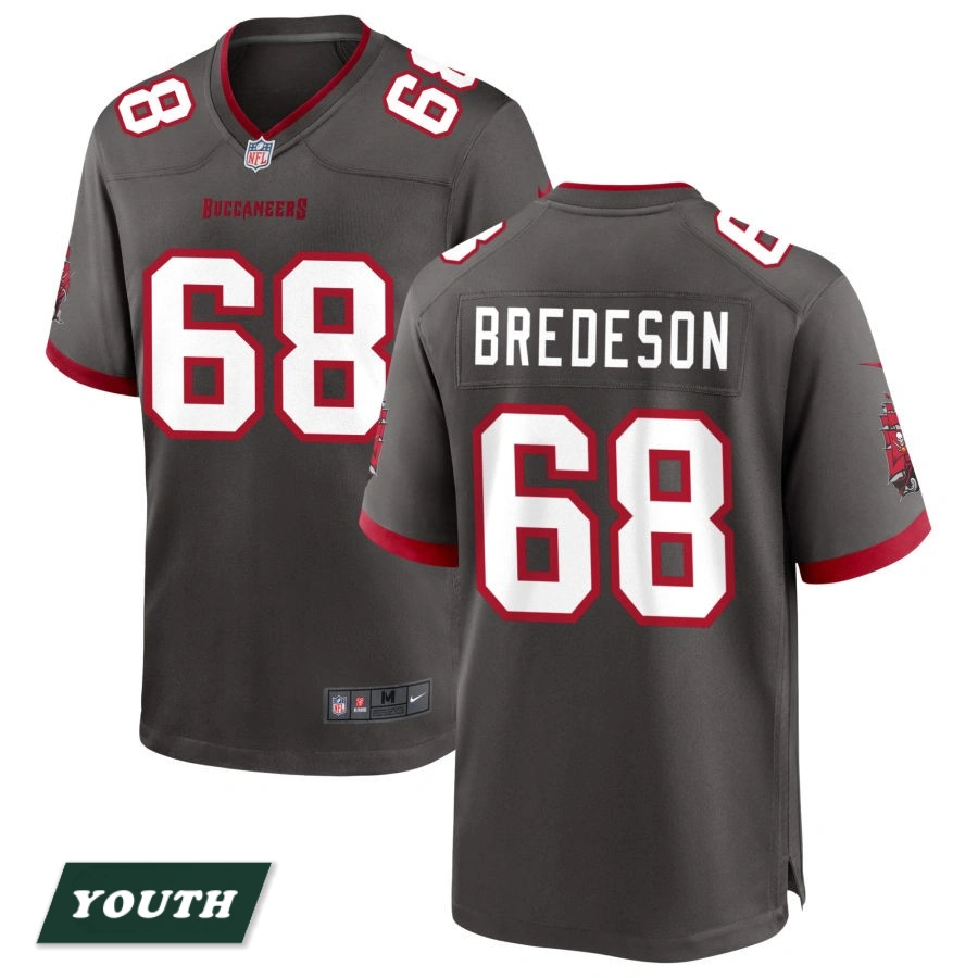 Youth Tampa Bay Buccaneers Pewter Alternate #68 Ben Bredeson Game Jersey