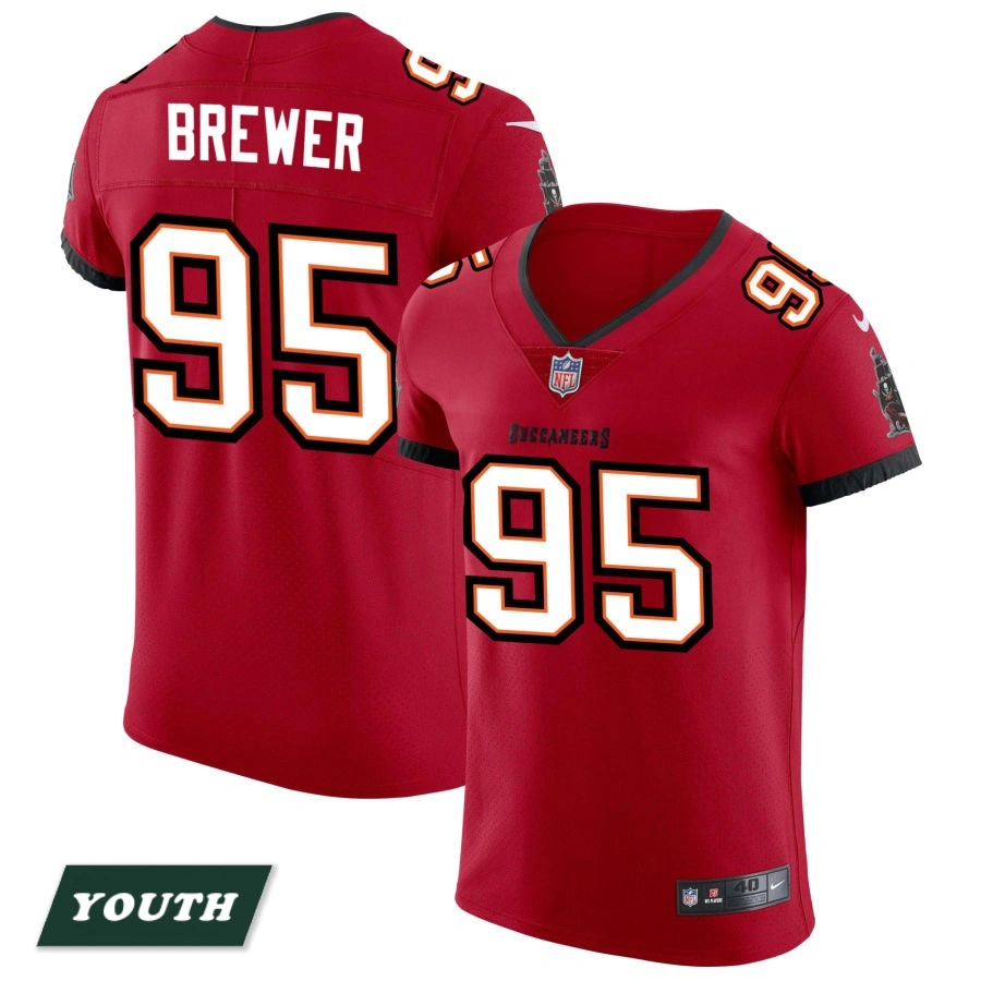 Youth Tampa Bay Buccaneers Red Vapor Elite #95 C.J. Brewer Jersey
