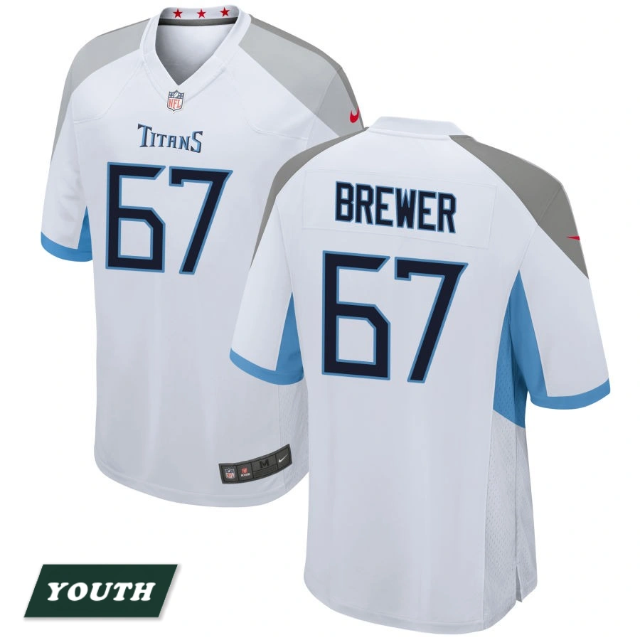 Youth Tennessee Titans White #67 Chandler Brewer Game Jersey