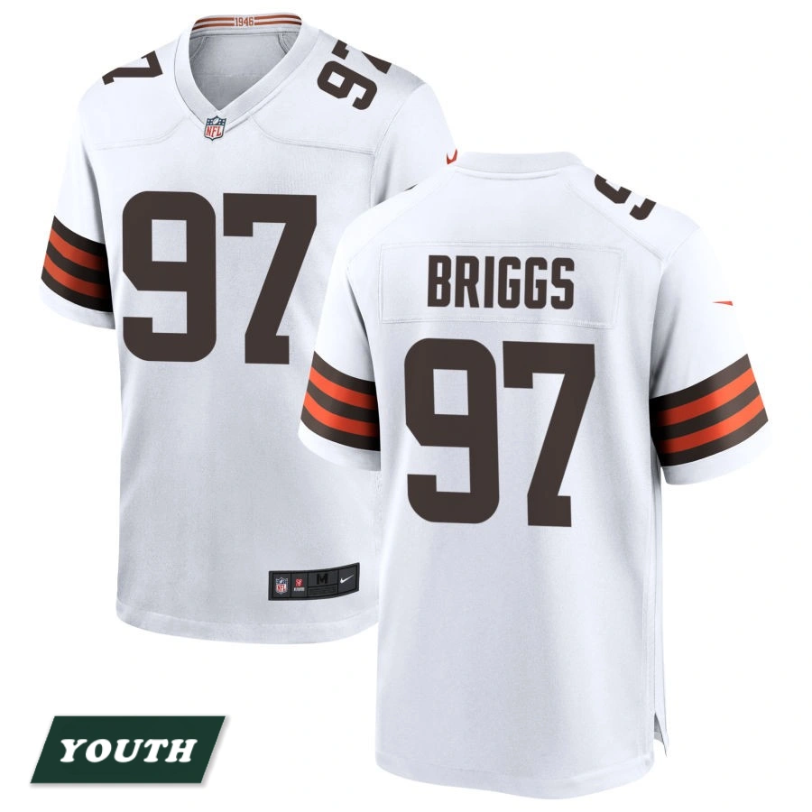 Youth Cleveland Browns White #97 Jowon Briggs Game Jersey Youth Cleveland Browns White #97 Jowon Briggs Game Jersey