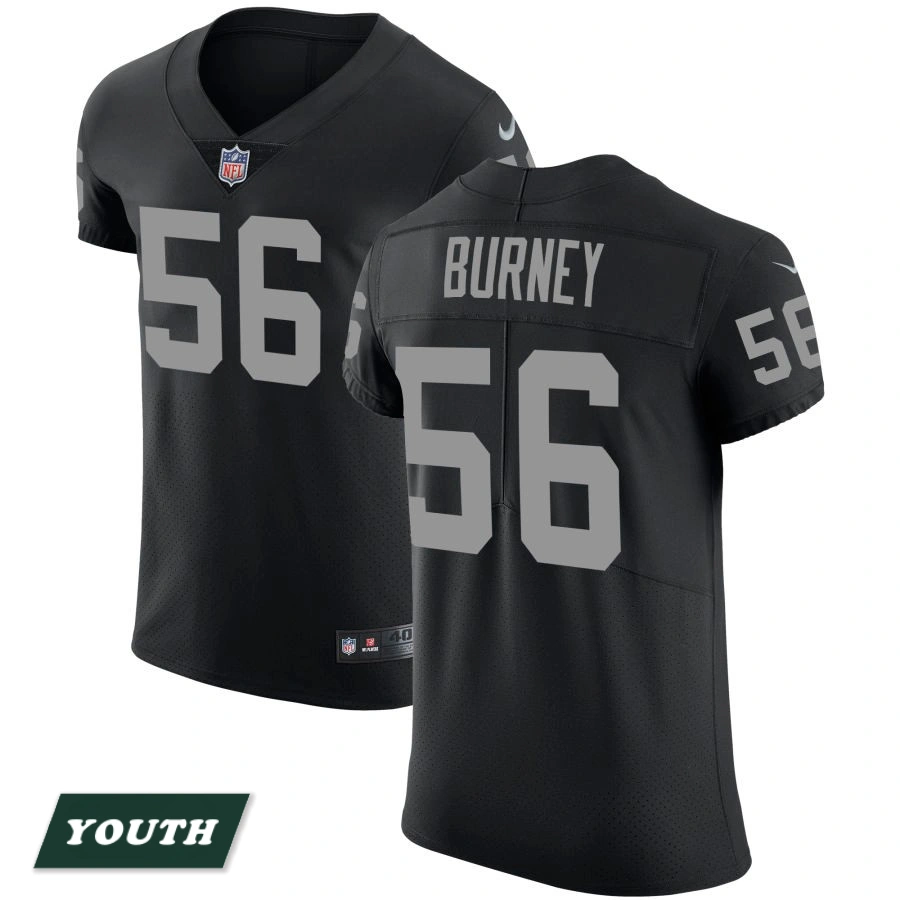 Youth Las Vegas Raiders Black Vapor Untouchable #56 Amari Burney Elite Jersey