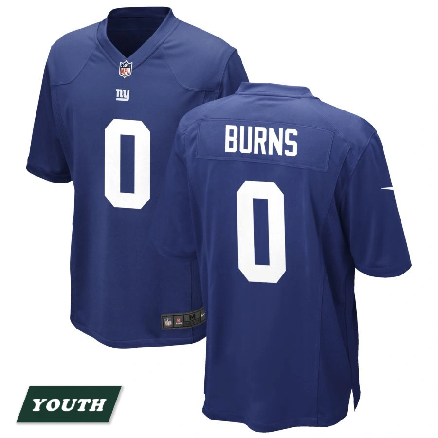 Youth New York Giants Royal #0 Brian Burns Game Jersey