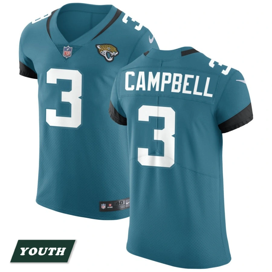 Youth Jacksonville Jaguars Teal Vapor Untouchable Elite #3 Tyson Campbell Jersey