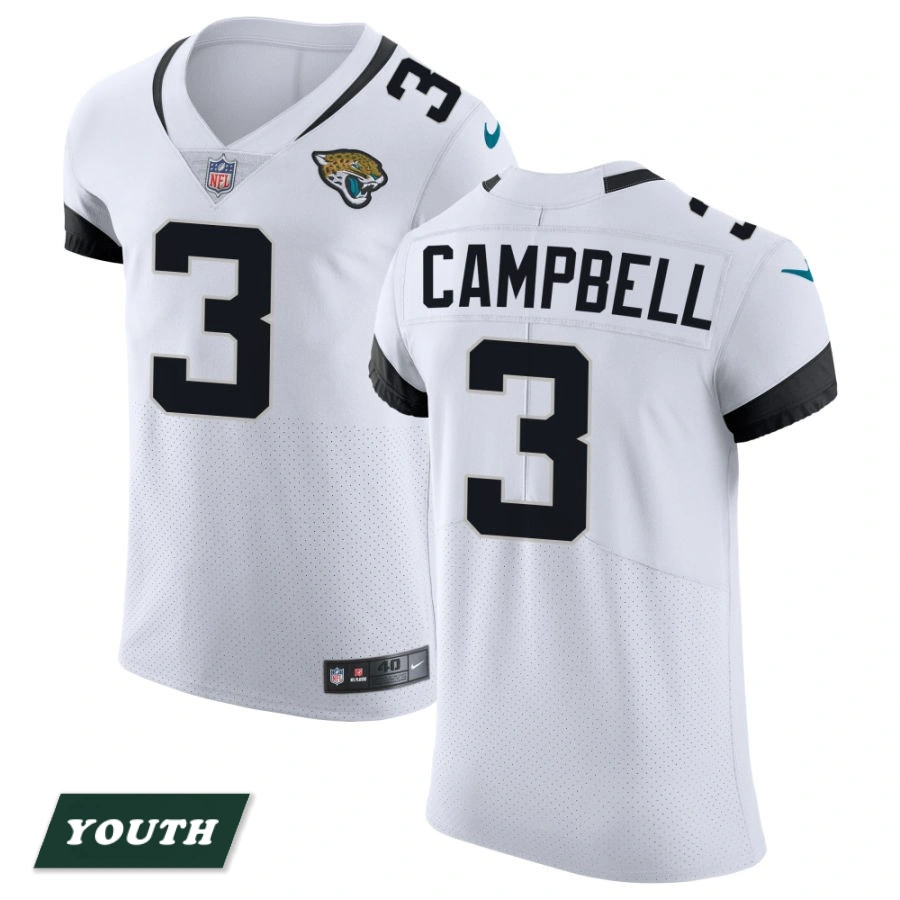 Youth Jacksonville Jaguars White Vapor Untouchable Elite #3 Tyson Campbell Jersey