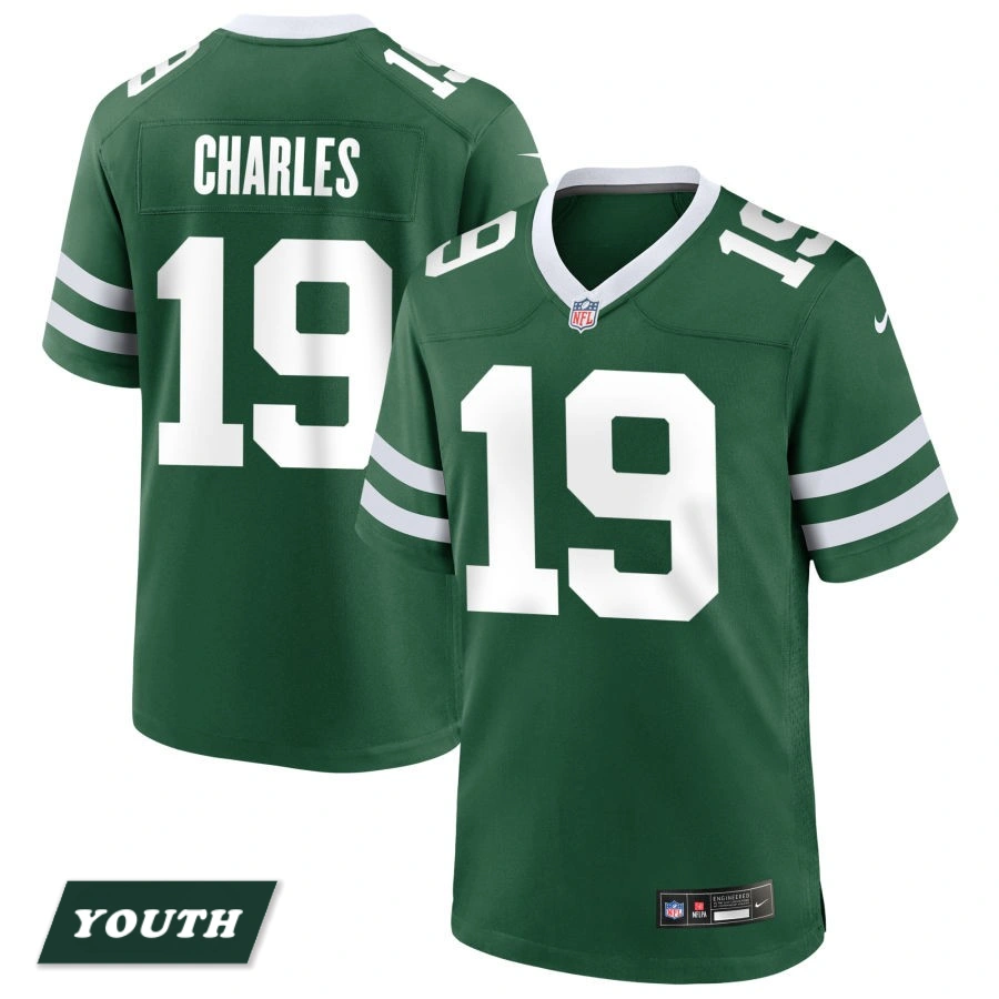 Youth New York Jets Legacy Green #19 Irvin Charles Game Jersey Youth New York Jets Legacy Green #19 Irvin Charles Game Jersey