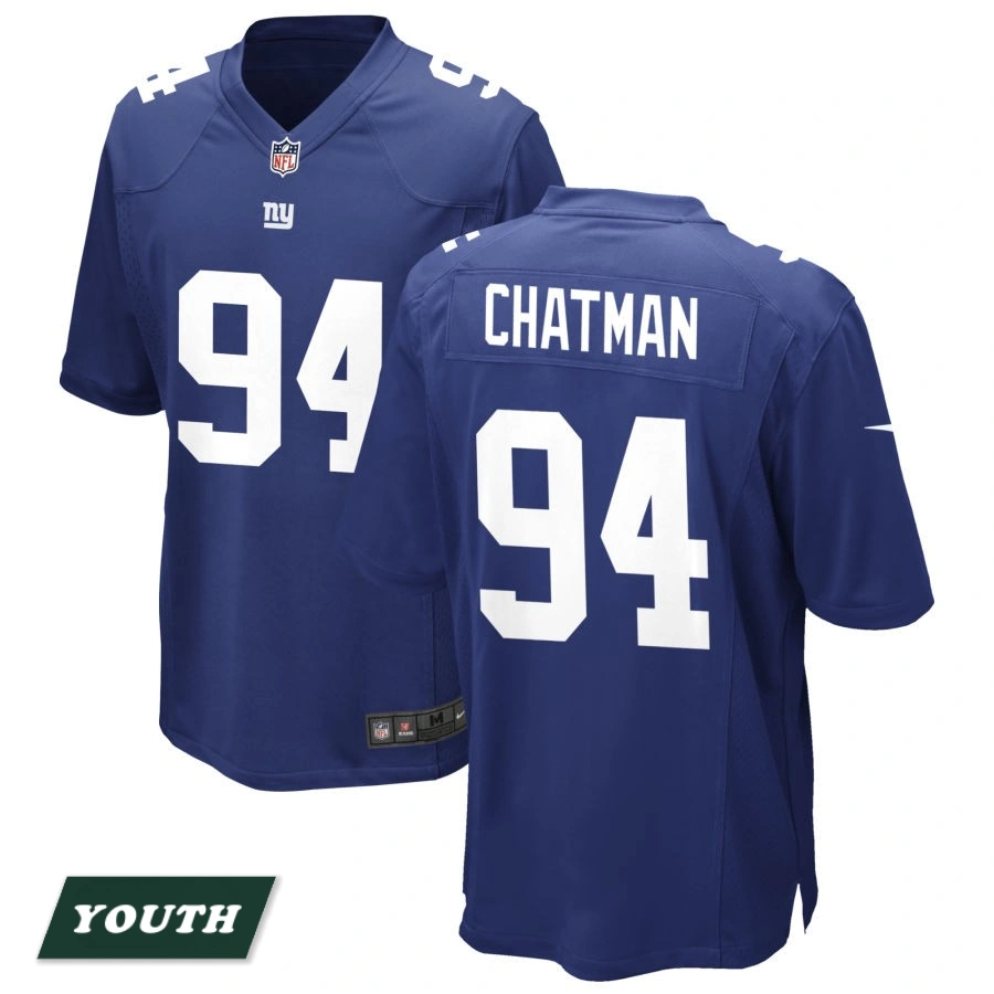 Youth New York Giants Royal #94 Elijah Chatman Game Jersey