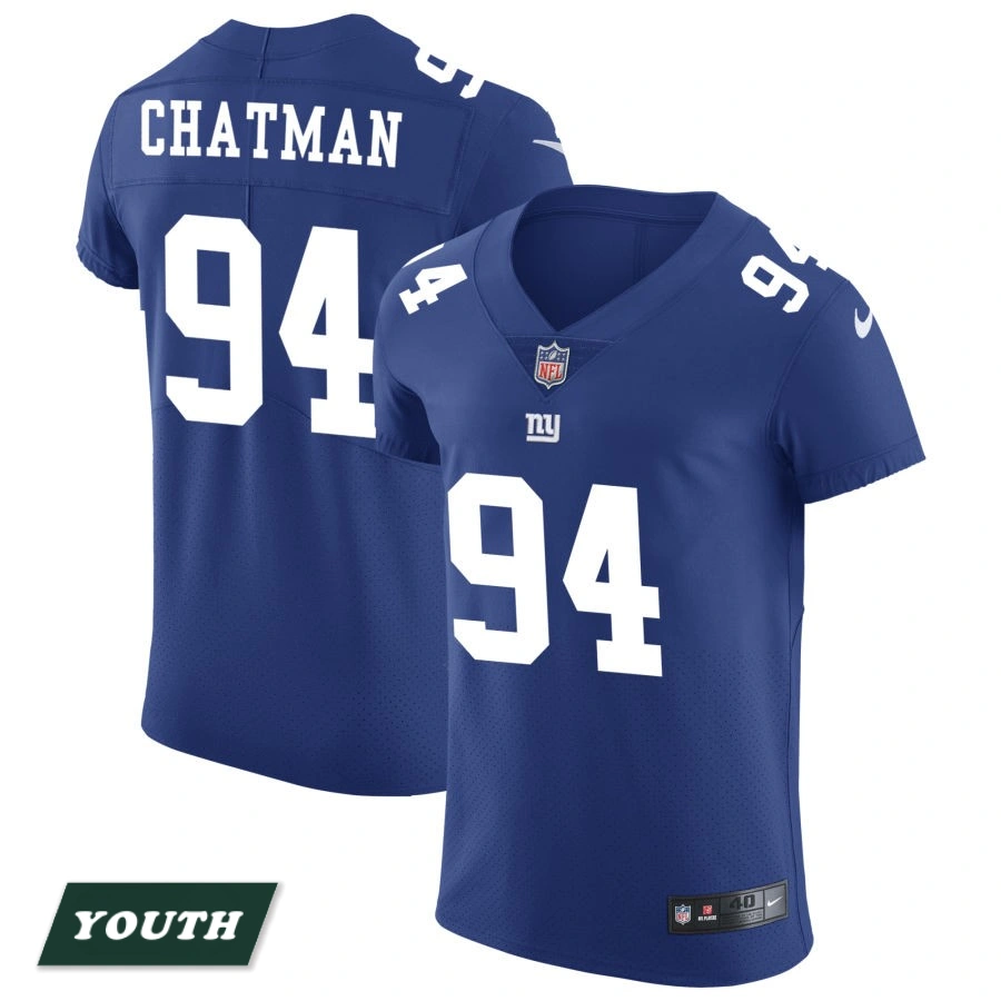 Youth New York Giants Royal Vapor Untouchable #94 Elijah Chatman Elite Jersey