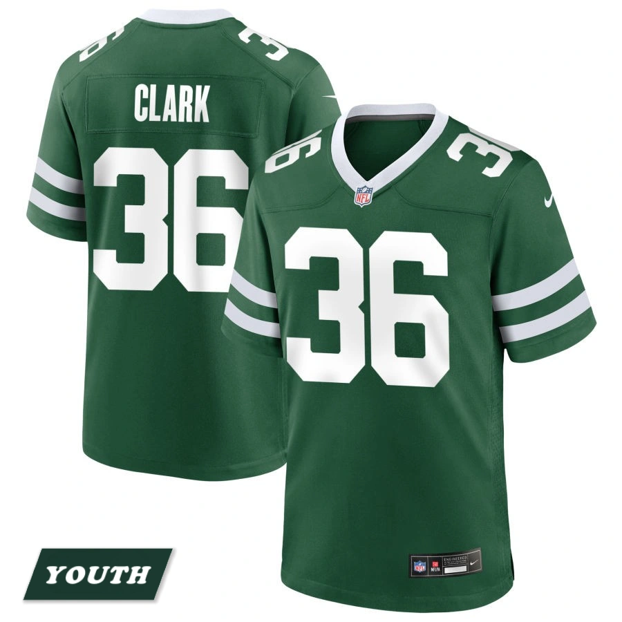 Youth New York Jets Legacy Green #36 Chuck Clark Game Jersey Youth New York Jets Legacy Green #36 Chuck Clark Game Jersey